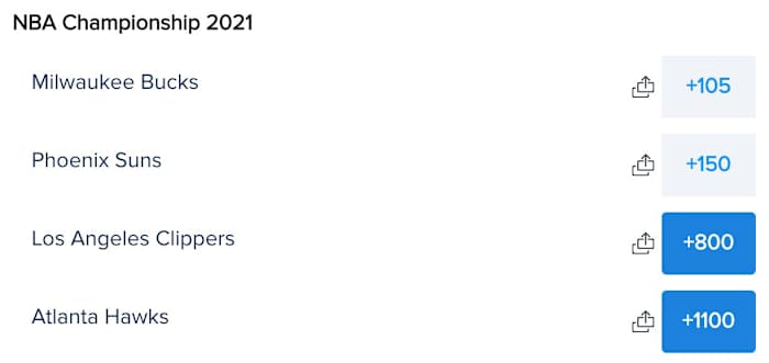 NBA Finals Futures Odds via FanDuel Sportsbook on 06/22/21